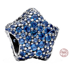 Charm Sterling silver 925 Star peacock blue, bead for bracelet universe