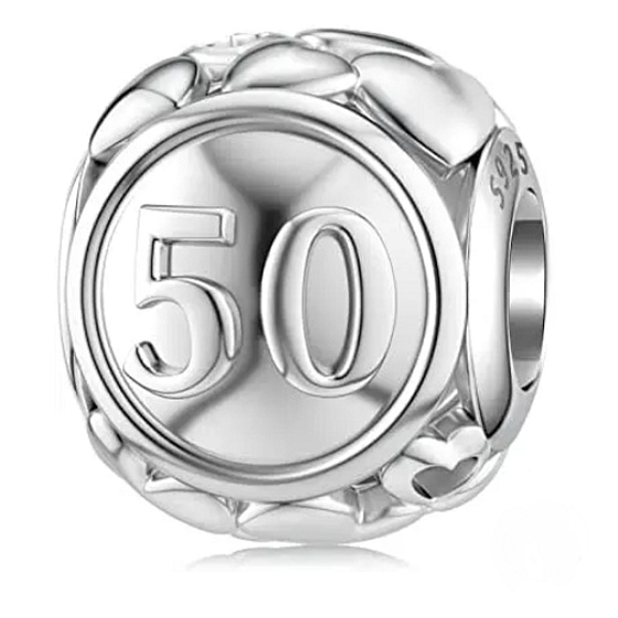 Charm Sterling silver 925 50th anniversary bead on anniversary bracelet