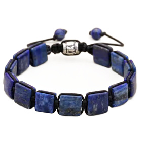 Lapis Lazuli náramek pletený přírodní kámen, rozměr 10 x 10 x 5 mm / 18,5 cm, posuvné zapínání, kámen harmonie
