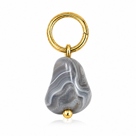Fire Agate – mini pendant made of natural stone approx. 0.8–1.2 cm, gold finish | Talisman of energy and courage