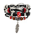 Leather multi-layer bracelet, symbol feather + anchor + infinity, adjustable size