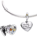 Sterling silver 925 You never know what you're going to get - heart shaped chocolate box, candy box, openable birthday bracelet pendant