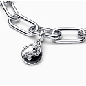 Charm Sterling Silver 925 Yin and Yang - Mini Medallion Shimmering, Pendant Bracelet Symbol