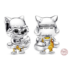 Charm Sterling silver 925 Marvel Guardians of the Galaxy, Raccoon Rocket, bead on bracelet movie