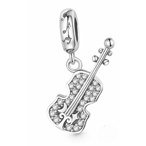 Charm Sterling silver 925 Glittering violin, pendant on bracelet interests