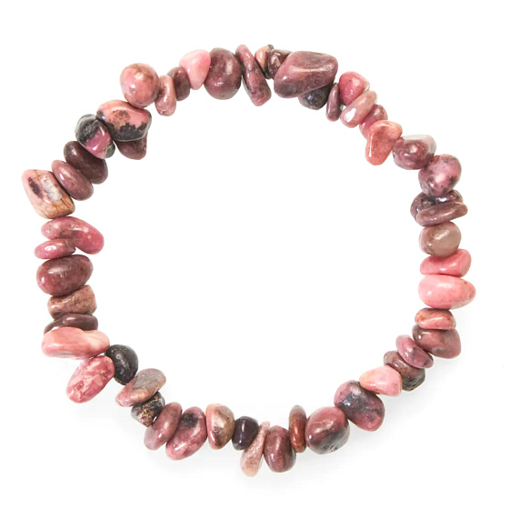 Rhodonite bracelet elastic chopped natural stone 19 cm, big healer of hearts