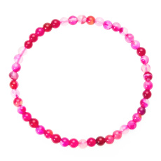 Agate pink banded bracelet elastic natural stone, ball 4 mm / 19 cm