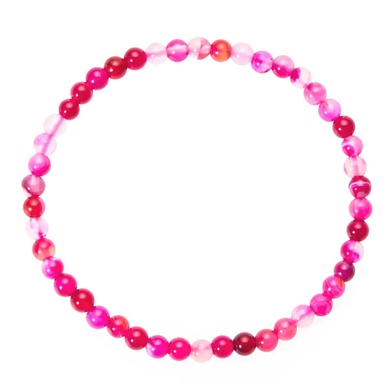 Agate pink banded bracelet elastic natural stone, ball 4 mm / 19 cm