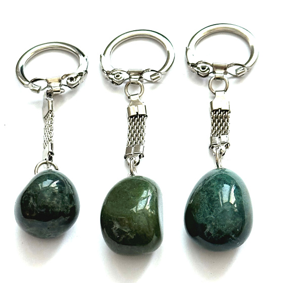 Jasper green Troml keychain pendant natural stone, approx. 10 cm