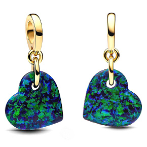 Charm Sterling silver 925 Hearts - rainforest atmosphere, pendant for bracelet love