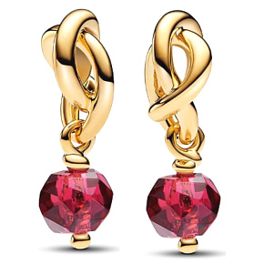 Charm Sterling Silver 925 Intertwined Faceted Eternity Circle Red Light, Pendant for Bracelet Symbol July Charm Sterling Silver 925 Intertwined Faceted Eternity Circle Red Light, Pendant for Bracelet Symbol July