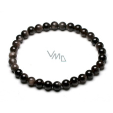 Black agate elastic bracelet natural stone, 6 mm bead / 16 - 17 cm, provides courage and strength