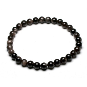 Black agate elastic bracelet natural stone, 6 mm bead / 16 - 17 cm, provides courage and strength