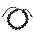 Obsidian Fitness, Weight loss bracelet natural stone, hand knitted, adjustable size, ball 10 mm, rescue stone