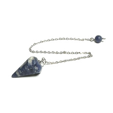 Sodalite pendulum natural stone 2,5 cm + 18 cm chain with bead, stone communication Sodalite pendulum natural stone 2,5 cm + 18 cm chain with bead, stone communication