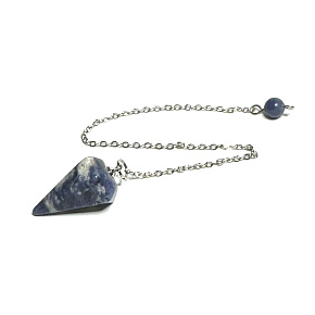 Sodalite pendulum natural stone 2,5 cm + 18 cm chain with bead, stone communication