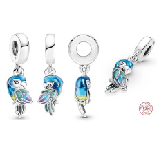 Sterling silver 925 Jungle Parrot, animal bracelet pendant