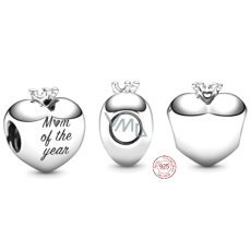 Charm Sterling silver 925 Heart Mom of the Year, bead on bracelet family Charm Sterling silver 925 Heart Mom of the Year, bead on bracelet family