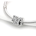 Charm Sterling silver 925 40 anniversary, bead on bracelet