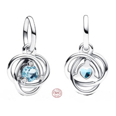 Charm Sterling silver 925 Aqua circle of eternity March, pendant on bracelet symbol