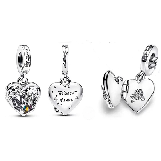Charm Sterling silver 925 Tim Burton - Sally and Jack medallion, film bracelet pendant
