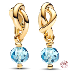 Charm Sterling Silver 925 Intertwined Faceted Eternity Circle Light Blue, Bracelet Pendant Symbol March