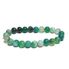 Agate green lace bracelet elastic natural stone, ball 8 mm / 16-17 cm, symbolizes the element of earth