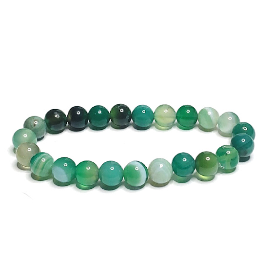 Agate green lace bracelet elastic natural stone, ball 8 mm / 16-17 cm, symbolizes the element of earth