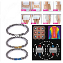 Magnetic slimming bracelet silver color elastic natural stone, ball 6 mm / 16 - 17 cm