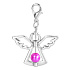 Guardian angel pendant with dark pink seed bead 29 x 37 mm 1 piece