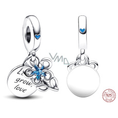 Sterling silver 925 Blossoming flower 2in1, pendant for bracelet family