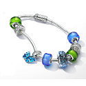 Charm Sterling silver 925 Black Murano glass bead on bracelet symbol