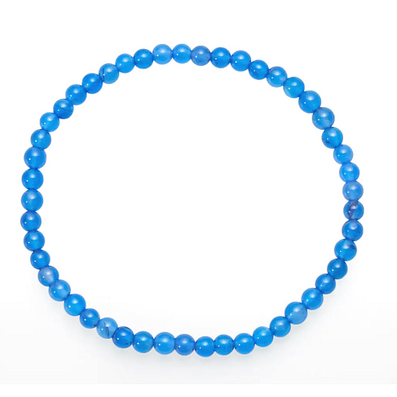 Agate blue light bracelet elastic natural stone, ball 4 mm / 19 cm