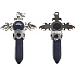 Goldstone blue cross made of alloy and natural stone 5.3 x 3.7 x 12 mm, stone of ambition