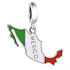 Charm Sterling Silver 925 Mexico Flag - Swinging Map, Travel Bracelet Pendant
