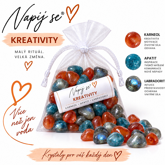 Napij se® kreativity – výměnná minerální náplň | Karneol, Apatit, Labradorit