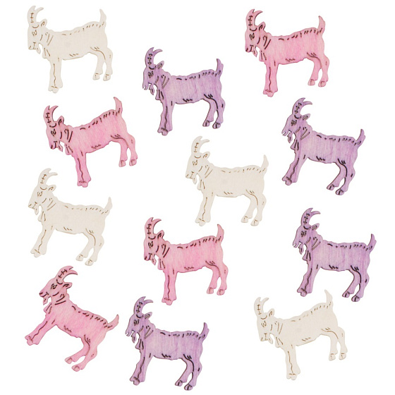 Wooden goats 4 cm, 12 pieces