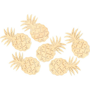 Pineapple wooden yellow 6 cm, 6 pieces
