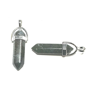 Chalcedony pendulum hexagon pendant natural stone 41 x 13 mm, stone of love, joy