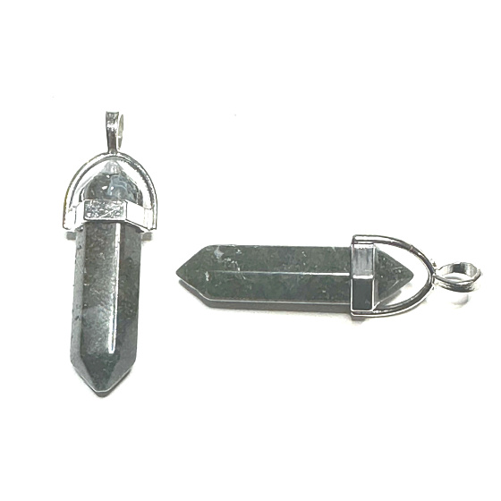 Chalcedony pendulum hexagon pendant natural stone 41 x 13 mm, stone of love, joy