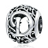 Sterling silver 925 Magic alphabet letter D with flowers bead on bracelet