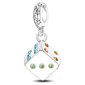 Charm Hrací kostka - kostky jsou vrženy, přívěsek na náramek symbol