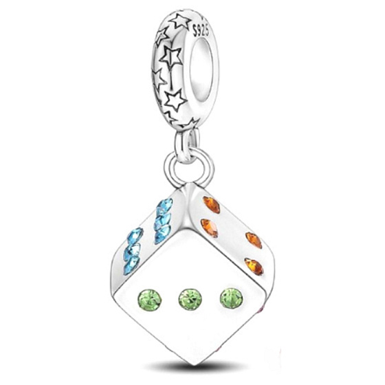 Charm Hrací kostka - kostky jsou vrženy, přívěsek na náramek symbol