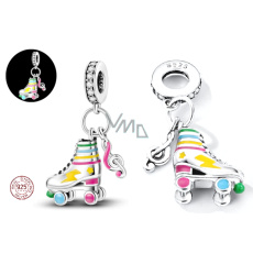 Charm Sterling silver 925 Luminous - Roller skates with violin key, pendant on bracelet sport Charm Sterling silver 925 Luminous - Roller skates with violin key, pendant on bracelet sport