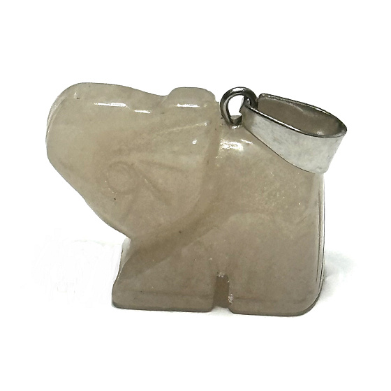 Light Agate Elephant Pendant natural stone, hand-polished figurine 1.8 x 2.5 x 8 mm, stone of stability