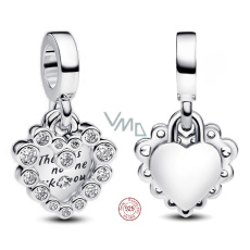 Charm Sterlingové stříbro 925 Dvojitý visací přívěsek s třpytivým srdcem, přívěsek na náramek láska Charm Sterlingové stříbro 925 Dvojitý visací přívěsek s třpytivým srdcem, přívěsek na náramek láska