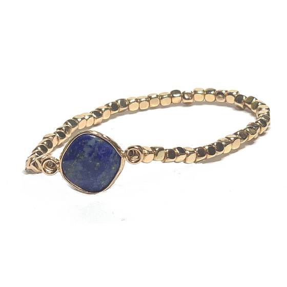 Lapis Lazuli bracelet elastic ornament natural stone15 mm / 16-17 cm, harmony stone