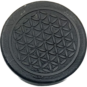 Shungit Engraved sticker sacred geometry on mobile phone EMFprotection, 5G protection, radiation protection 3 cm