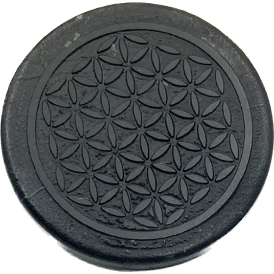 Shungit Engraved sticker sacred geometry on mobile phone EMFprotection, 5G protection, radiation protection 3 cm
