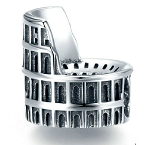 Sterling silver 925 Rome Colosseum, travel bracelet bead